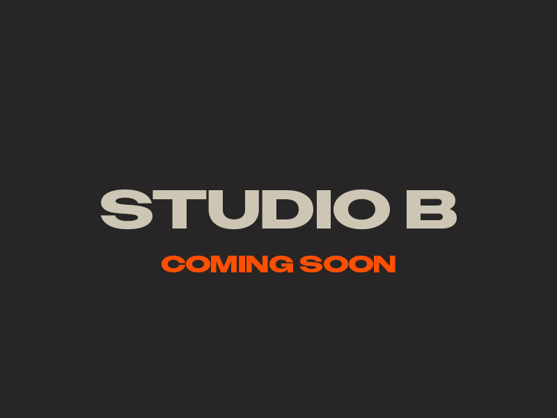 Studio B rehearsal suite coming soon layout graphic asset for 655 Studios in Upland.